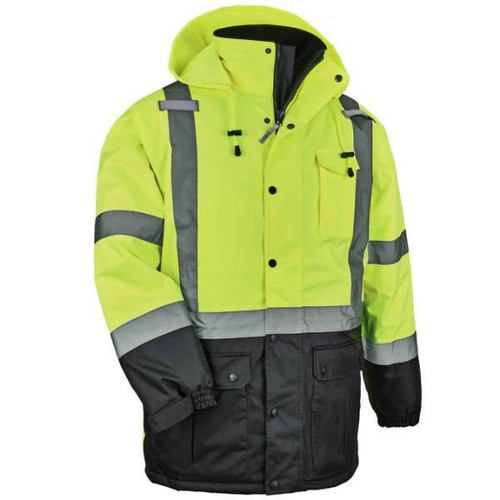 Ergodyne Glowear 8384 Type R Class 3 Thermal Parka, Lime, Xl
