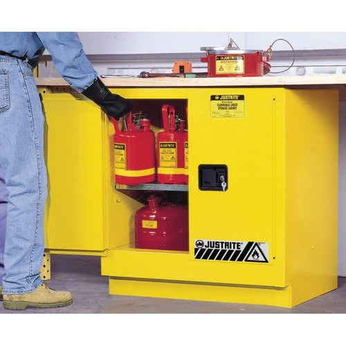 Justrite 22 Gal Undercounter Sure-Grip  Ex Flammable Safety Cabinet-Yellow