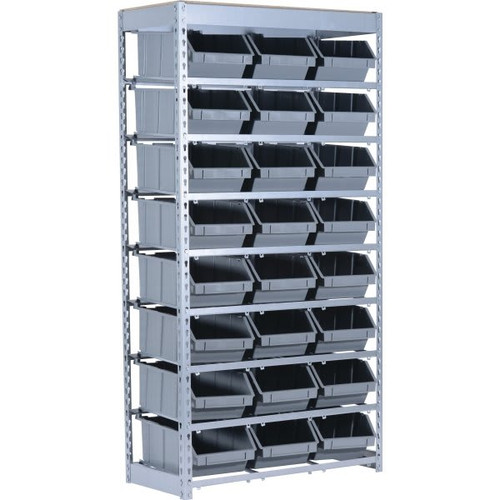 Mustang Rack64-1/2 X 34 X 15" Commercial Bin Rack With 24 Plastic Bins