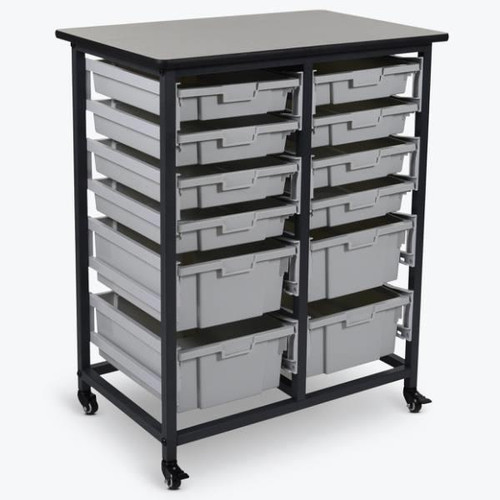 Luxor Mobile Bin Storage Unit - Double Row - Small Bins