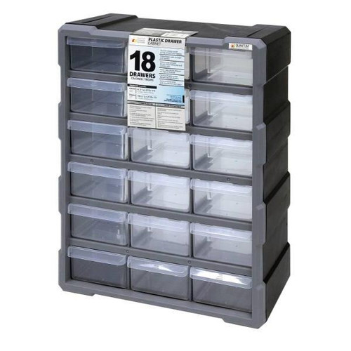 Quantum Storage Systems Black/Gray Plastic 18-Drawer Cabinet