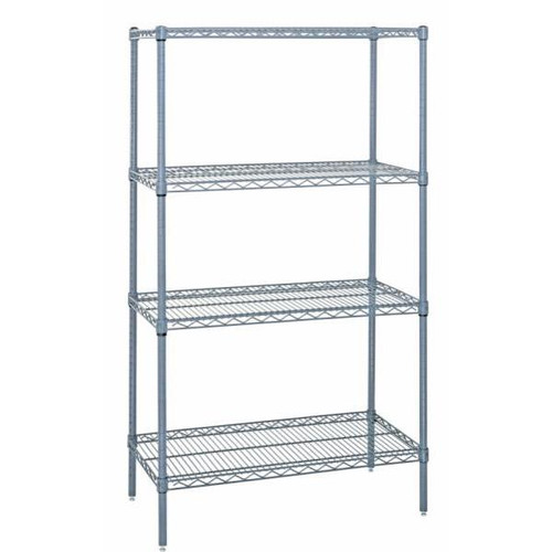 Quantum Storage Systems 4-Shelf Starter Kit Gray Epoxy Wire Shelving 18x48x63 Inch