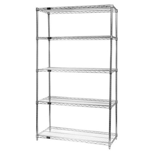 Quantum Storage Systems Wire 5-Shelf Starter Unit Chrome 24dx60wx63h Inch