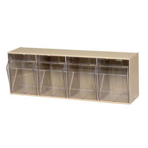 Quantum Storage Systems Clear Tip Out Bins With Ivory Exterior 6-5/8x23-5/8x8-1/8 In