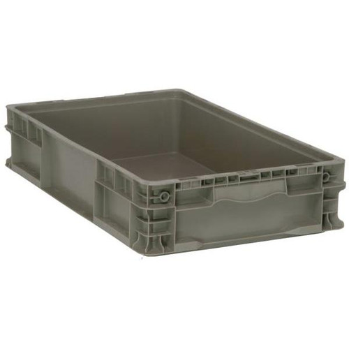 Quantum Storage Systems Gray Stackers Heavy-Duty Straight Wall Stacking Container 24x15x5 In