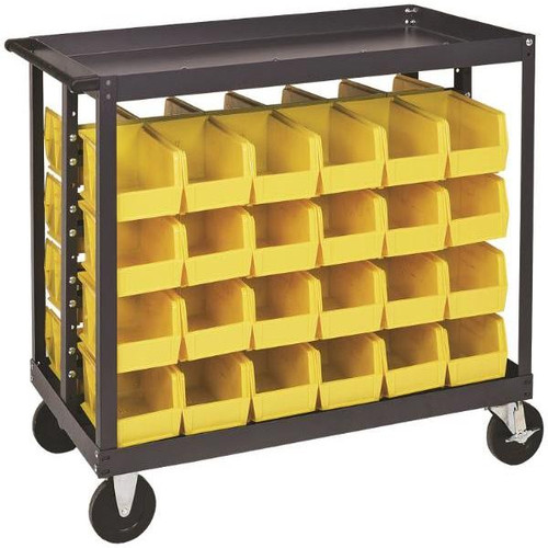 Quantum Storage Systems Gray 4 Bin Levels-Mobile Cart 36x24x35-1/2 Inch