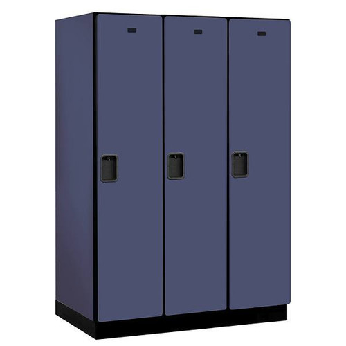 Salsbury Industries 18" Wide Single Tier Wood Locker, 3 Wide, 24" Deep, Blue