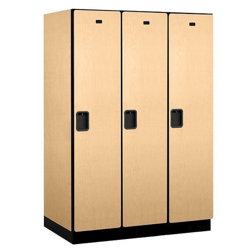 Salsbury Industries 18" Wide Single Tier Wood Locker, 3 Wide, 24" Deep, Maple