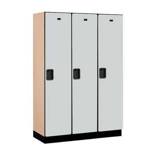 Salsbury Industries 18" Wide Single Tier Wood Locker, 3 Wide, 18" Deep, Gray