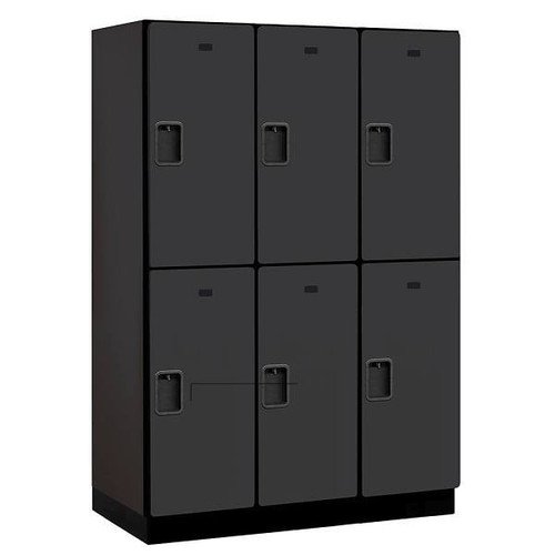Salsbury Industries 18" Wide Double Tier Wood Locker, 3 Wide, 21" Deep, Black