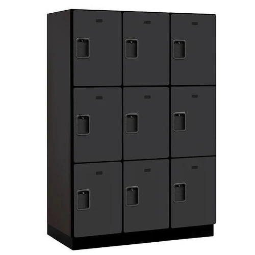 Salsbury Industries 18" Wide Triple Tier Wood Locker, 3 Wide, 21" Deep, Black