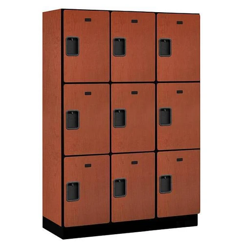Salsbury Industries 18" Wide Triple Tier Wood Locker, 3 Wide, 18" Deep, Cherry