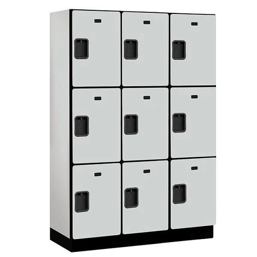 Salsbury Industries 18" Wide Triple Tier Wood Locker, 3 Wide, 18" Deep, Gray