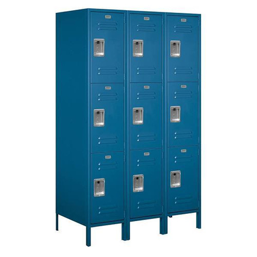 Salsbury Industries 18" Wide Triple Tier Metal Locker, 21" Deep, Blue