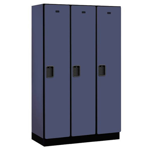 Salsbury Industries 15" Wide Single Tier, 3 Wide Wood Lockers, 18" Deep, Black