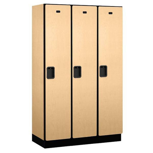 Salsbury Industries 15" Wide Single Tier, 3 Wide Wood Lockers, 18" Deep-Mahogany