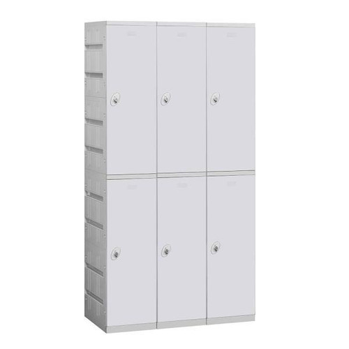 Salsbury Industries 38.25 Inch Wide Double Tier Plastic Lockers, Gray