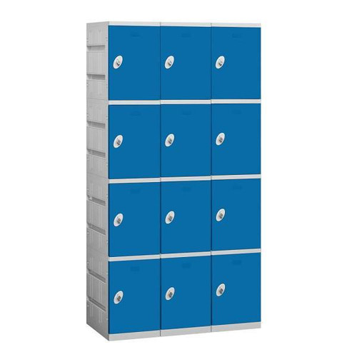 Salsbury Industries 38.25 Inch Wide Four Tier Plastic Lockers, Blue,unassembled