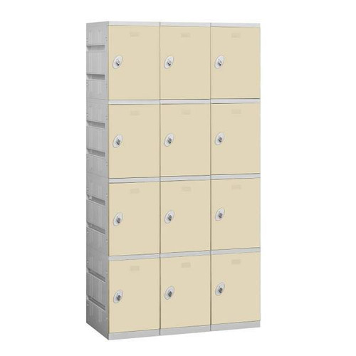Salsbury Industries 38.25 Inch Wide Four Tier Plastic Lockers, Tan, Unassembled