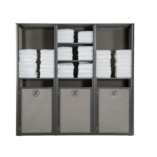 Grosfillex Sunset Towel Valet Triple In Solid Gray / Volcanic Black