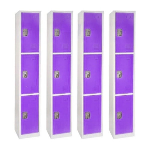 Adir Office 72 In. X 12 In. 3-Compartment Steel Locker Purple