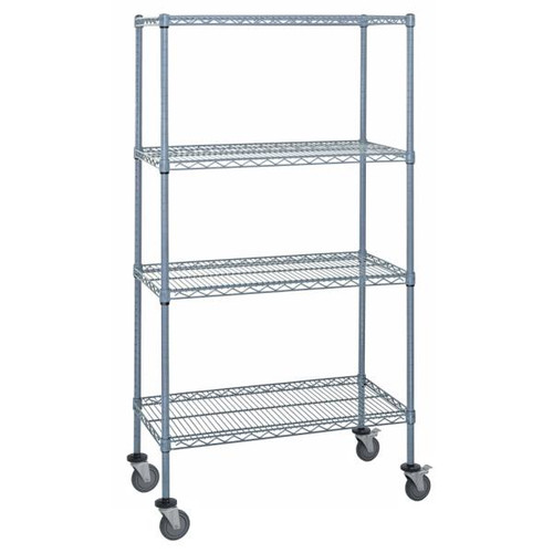 Quantum Storage Systems 4-Wire Shelf Mobile Cart, 18"H X 60"L X 74"H, Gray