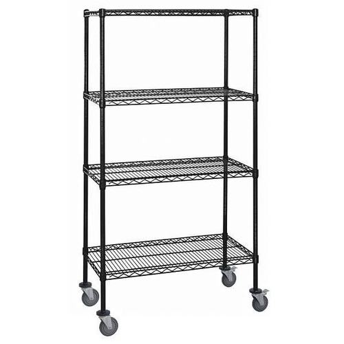 Quantum Storage Systems 4-Wire Shelf Mobile Cart, 24"H X 60"L X 63"H, Black