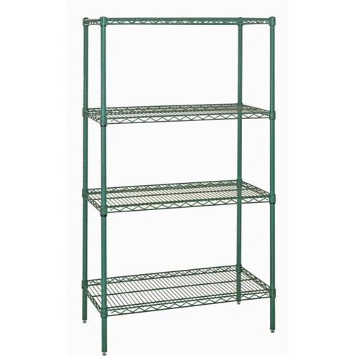 Quantum Storage Systems 4-Shelf Wire Shelving Unit, 18x42x72, Poly Green Epoxy