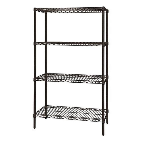 Quantum Storage Systems 4-Shelf Wire Shelving Unit, 18x30x72, Black Epoxy