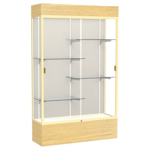 Ghent Waddell Reliant Lighted Light Oak Vinyl Case Plaque Fabric Bck W/Champagne