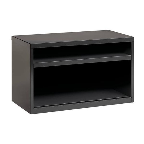 Hirsh 36" Wide Low Credenza Metal Lateral Cabinet With Open Shelves, Charcoal