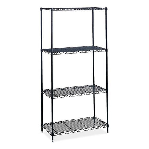 Safco 4-Shelf Industrial Wire Shelving, 36"W X 18"D X 72"H, Black