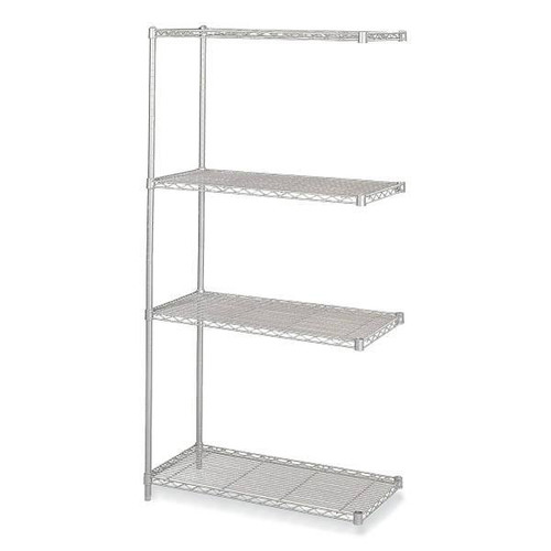 Safco 4-Shelf Industrial Add-On Unit, 36"W X 18"D X 72"H, Metallic Gray