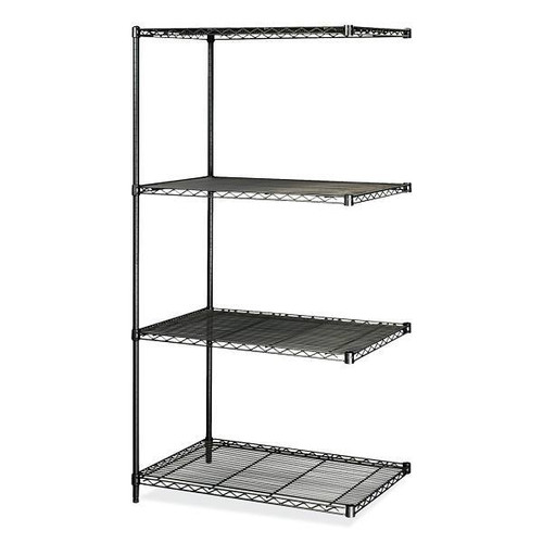 Safco 4-Shelf Industrial Add-On Unit, 36"W X 24"D X 72"H, Black