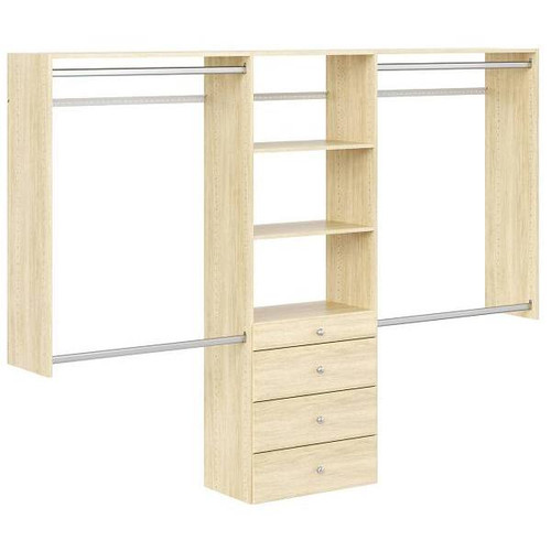 Easy Track 4'-8' W Premium Closet Kit + Drawers Honey Blonde