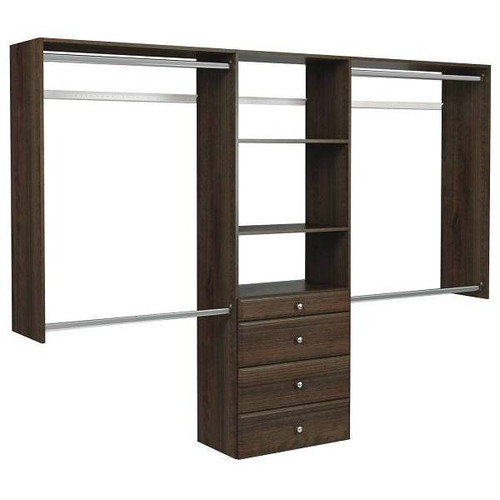 Easy Track 4'-8' W Premium Closet Kit + Drawers Truffle