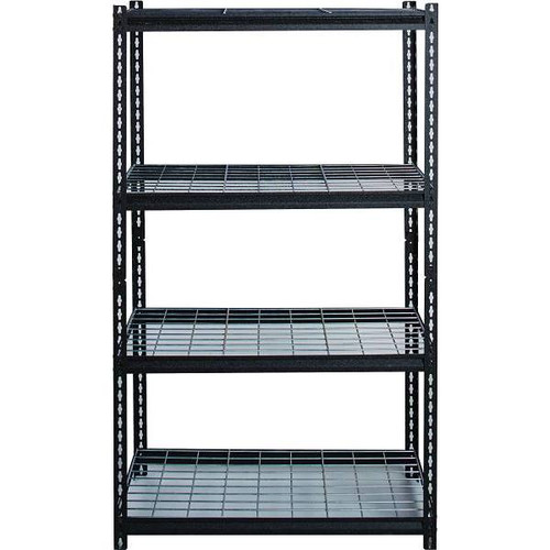 Iron Horse Black 4-Tier Boltless Steel Garage Storage Shelving Unit, 18"D X 36"W X 60"H
