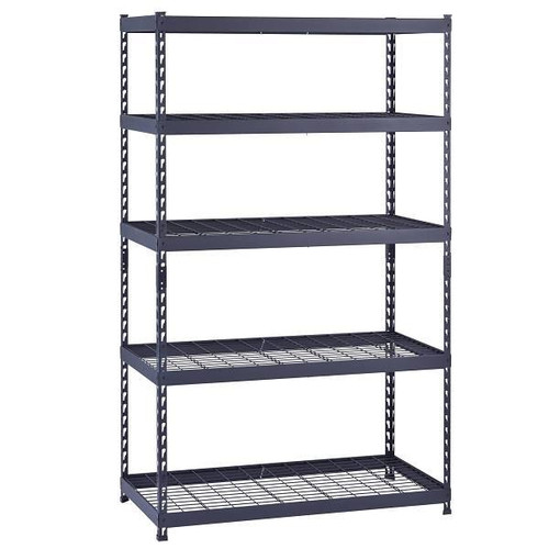 Husky 5-Shelf Steel Heavy-Duty Garage Storage Shelving Unit In Black