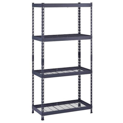 Husky 4-Shelf Steel Heavy-Duty Garage Storage Shelving Unit In Black