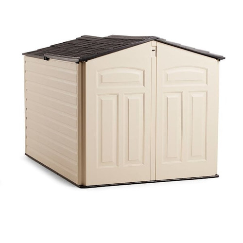 Rubbermaid Slide-Lid Resin Outdoor Storage Shed (5ft X 6.5 Ft) Beige/Brown