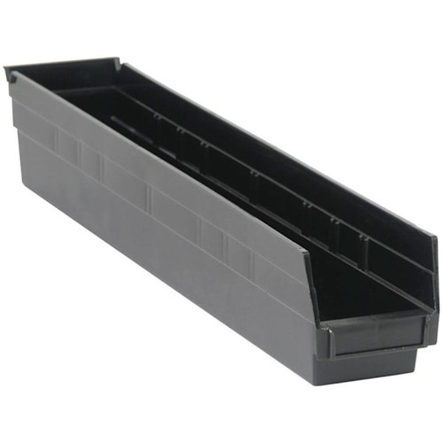 Quantum Storage Systems Economy Shelf Bin, 23-5/8x4-1/8x4", Black, Case Of 16