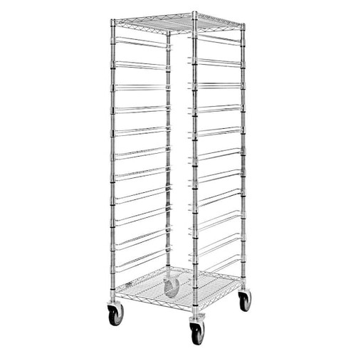 Quantum Storage Systems Mobile Bin Cart Chrome 21"W X 24"L X 69"H 2 Wire Shelves