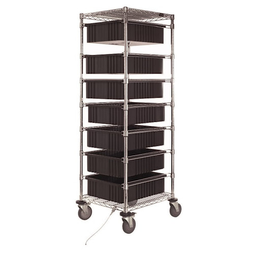 Quantum Storage Systems Mobile Bin Cart Chrome 21"W X 24"L X 69"H