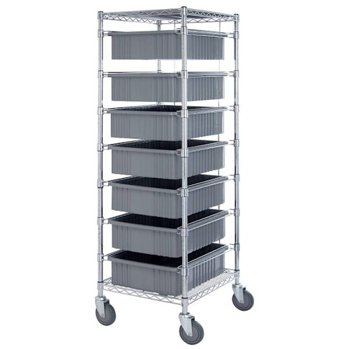 Quantum Storage Systems Bin Cart Mobile Chrome 21"W X 24"L X 69"H (Dg93060gy)