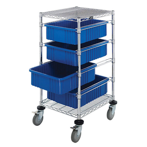 Quantum Storage Systems Bin Cart Mobile Chrome 21"W X 24"L X 45"H