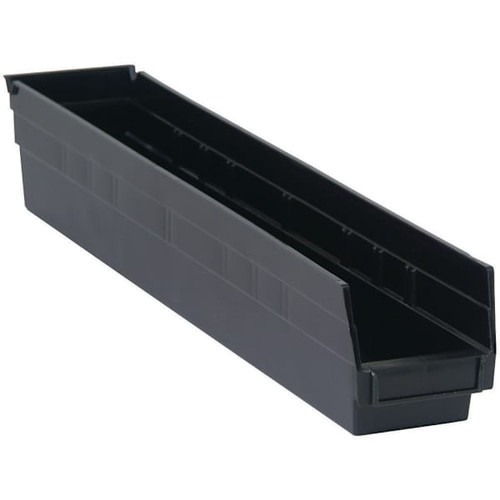 Quantum Storage Systems Shelf Bin 23-5/8"L X 4-1/8"W X 4"H Black Case Of 16