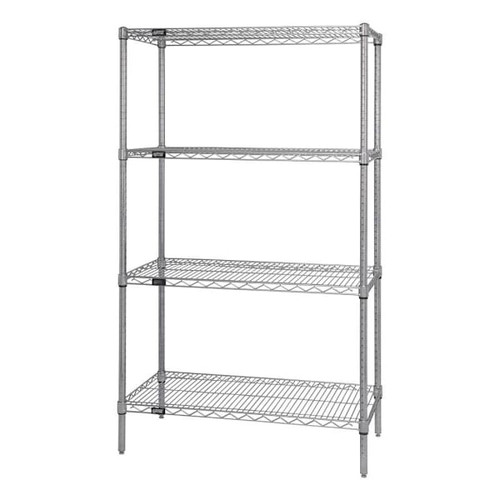 Quantum Storage Systems 4 Wire Shelf Starter Kit, 12" X 48" X 54", Stainless