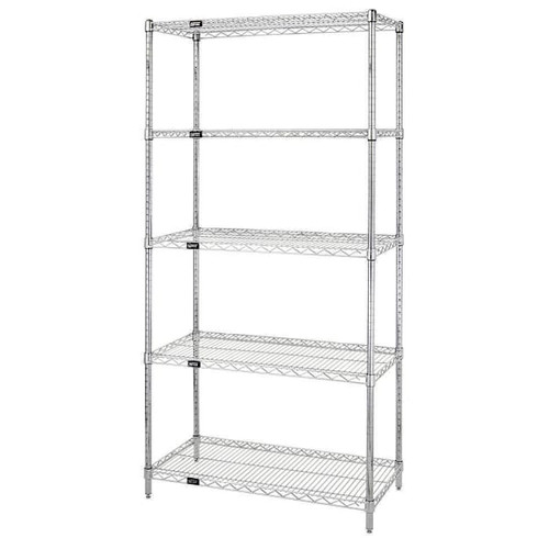 Quantum Storage Systems 5 Wire Shelf Starter Kit, 14" X 30" X 74", Chrome