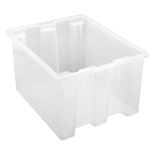 Quantum Storage Systems Stack & Nest Tote, 19-1/2"X15-1/2"X10", Clear, Case Of 6