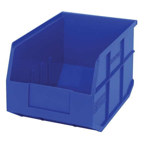 Quantum Storage Systems Stackable Shelf Bin, 12" X 8-1/4" X 7", Blue, Case Of 6